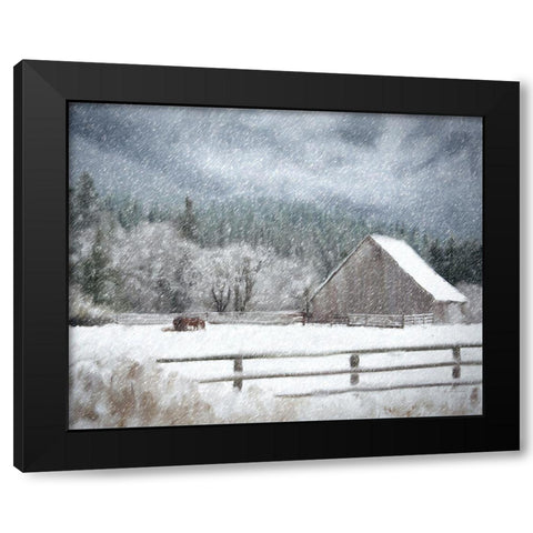 Christmas at the Ranch Black Modern Wood Framed Art Print by Murdock, Ramona