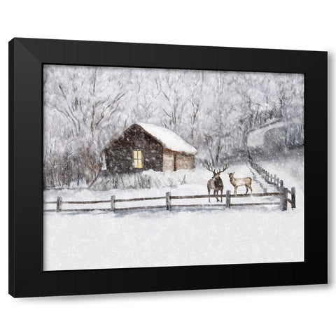 Christmas Cabin II Black Modern Wood Framed Art Print with Double Matting by Murdock, Ramona
