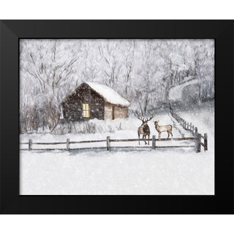 Christmas Cabin II Black Modern Wood Framed Art Print by Murdock, Ramona