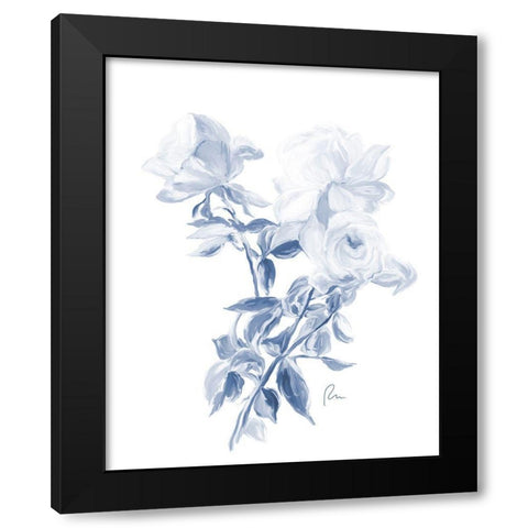 Tres Blue Rose Black Modern Wood Framed Art Print by Murdock, Ramona