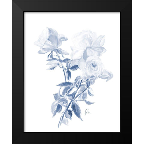 Tres Blue Rose Black Modern Wood Framed Art Print by Murdock, Ramona