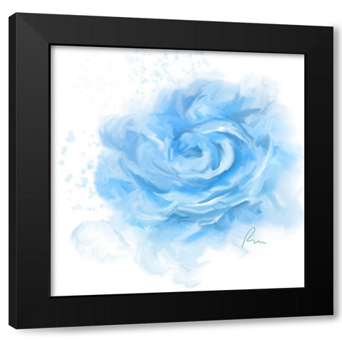 Blue Rose Black Modern Wood Framed Art Print with Double Matting by Murdock, Ramona