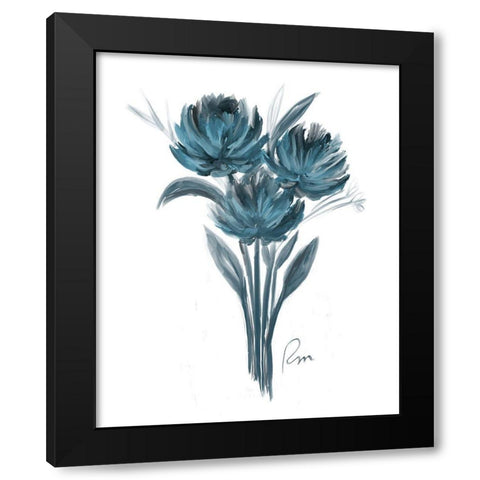 Teal Bouquet I Black Modern Wood Framed Art Print by Murdock, Ramona