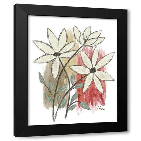 Patchwork Floral II Black Modern Wood Framed Art Print by Murdock, Ramona