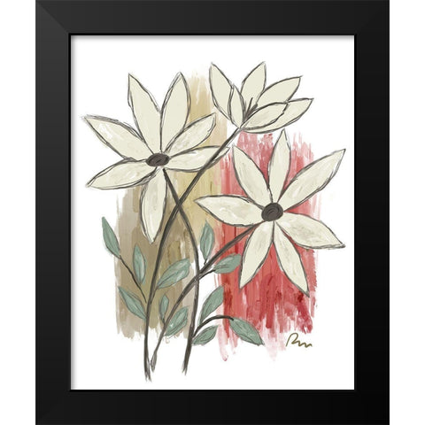 Patchwork Floral II Black Modern Wood Framed Art Print by Murdock, Ramona