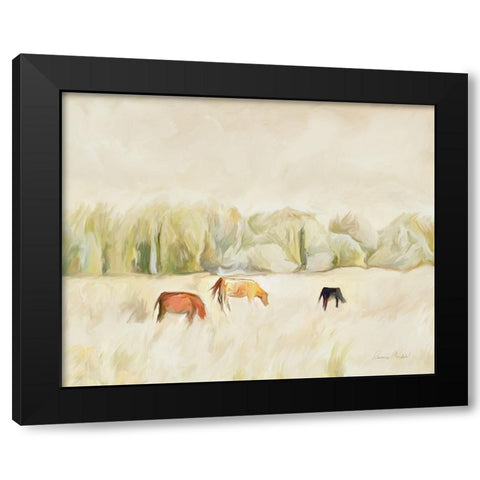 Grazing Cows Black Modern Wood Framed Art Print with Double Matting by Murdock, Ramona