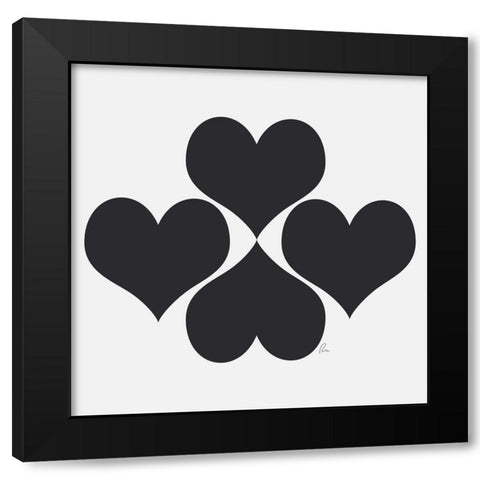Hearts Black Modern Wood Framed Art Print with Double Matting by Murdock, Ramona