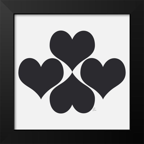 Hearts Black Modern Wood Framed Art Print by Murdock, Ramona