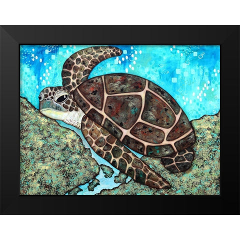 Swimming Along Black Modern Wood Framed Art Print by Allemand, Sue