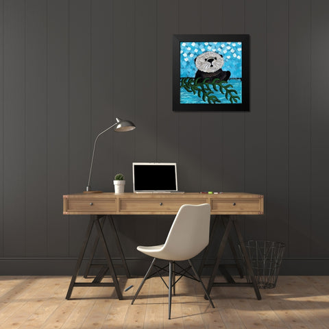 Otter Love I Black Modern Wood Framed Art Print by Allemand, Sue