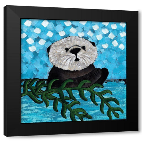 Otter Love I Black Modern Wood Framed Art Print with Double Matting by Allemand, Sue