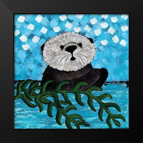 Otter Love I Black Modern Wood Framed Art Print by Allemand, Sue