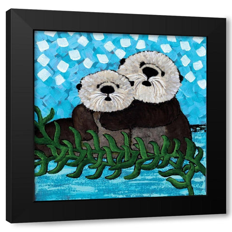 Otter Love II Black Modern Wood Framed Art Print with Double Matting by Allemand, Sue