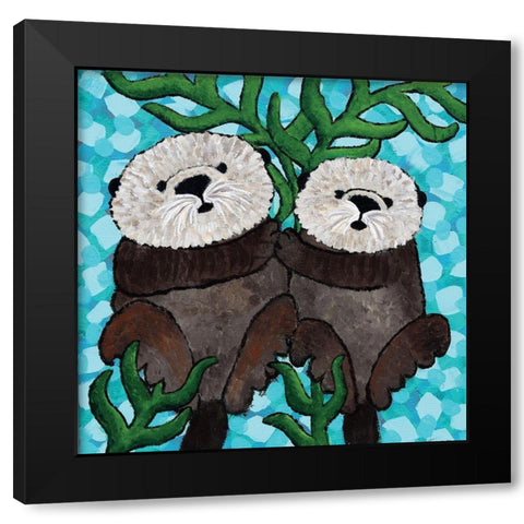Otter Love III Black Modern Wood Framed Art Print with Double Matting by Allemand, Sue