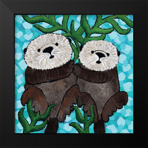 Otter Love III Black Modern Wood Framed Art Print by Allemand, Sue