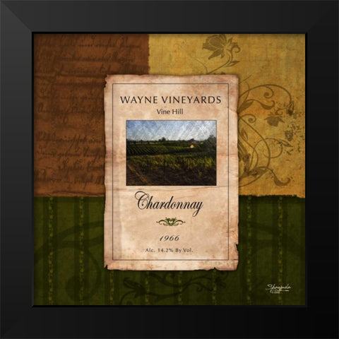Chardonnay Wine Label Black Modern Wood Framed Art Print by Eva, Shawnda