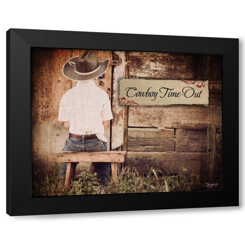 Cowboy Time Out Black Modern Wood Framed Art Print with Double Matting by Eva, Shawnda