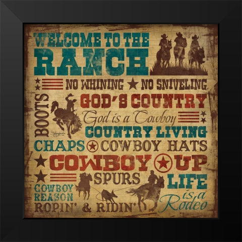 Welcome to the Ranch Black Modern Wood Framed Art Print by Eva, Shawnda