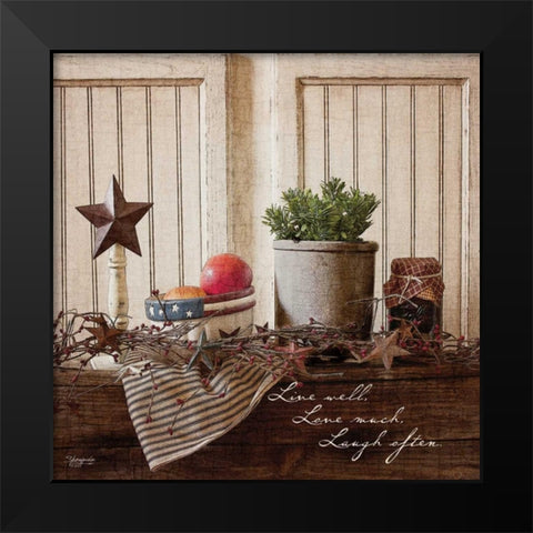 Live Well-Laugh Much Black Modern Wood Framed Art Print by Eva, Shawnda