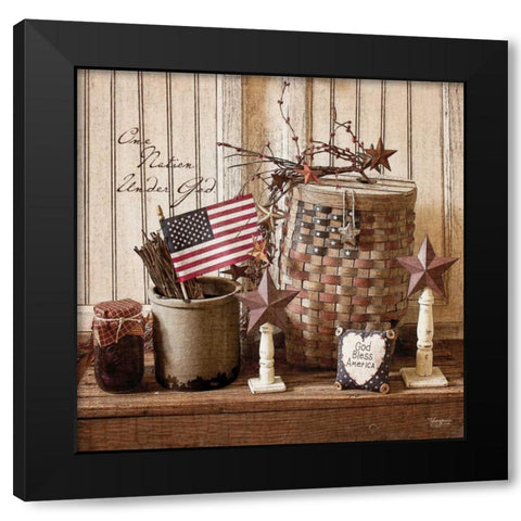God Bless America Black Modern Wood Framed Art Print by Eva, Shawnda