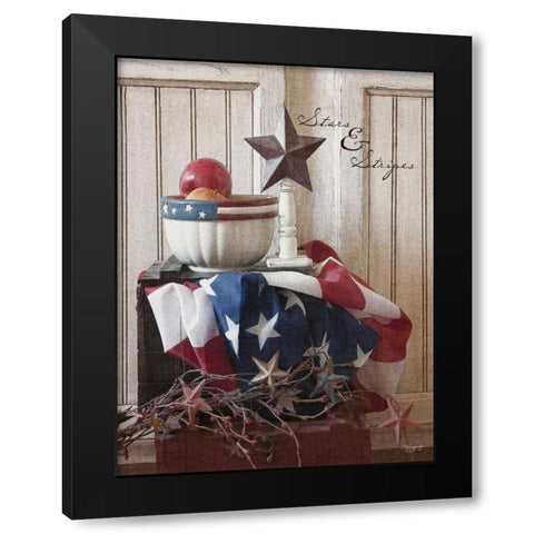 Stars and Stripes Black Modern Wood Framed Art Print by Eva, Shawnda