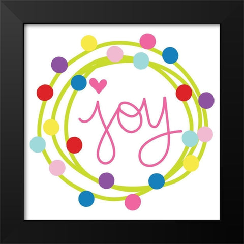 Joy Wreath Black Modern Wood Framed Art Print by Dicks, Stephanie