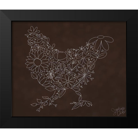 Chicken Black Modern Wood Framed Art Print by Dicks, Stephanie