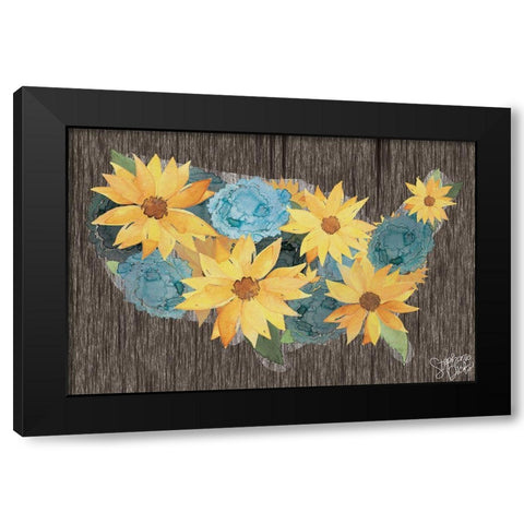Sunflower Americana Black Modern Wood Framed Art Print by Dicks, Stephanie