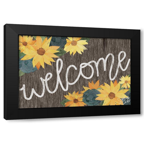 Welcome Black Modern Wood Framed Art Print with Double Matting by Dicks, Stephanie