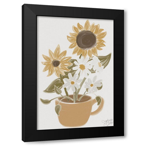 Cafe Floral Black Modern Wood Framed Art Print by Dicks, Stephanie
