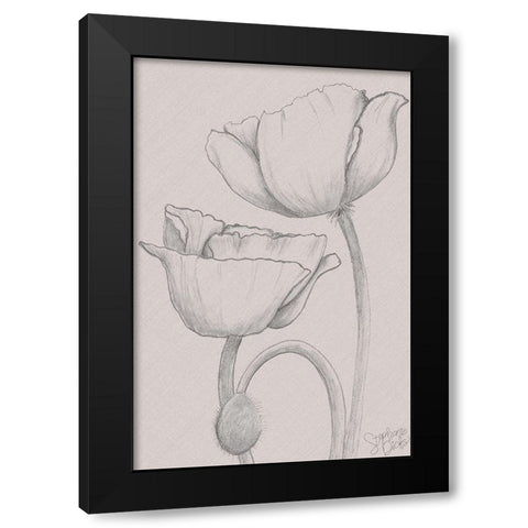 Elegant Poppies Black Modern Wood Framed Art Print with Double Matting by Dicks, Stephanie