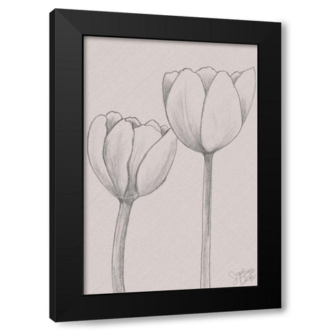 Elegant Tulips Black Modern Wood Framed Art Print with Double Matting by Dicks, Stephanie