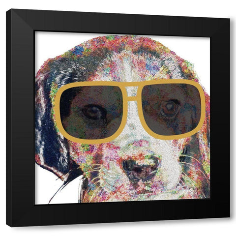 Beagle Black Modern Wood Framed Art Print with Double Matting by Dicks, Stephanie