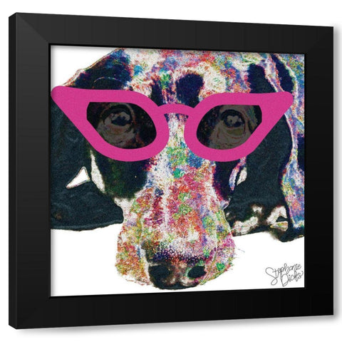 Dachshund Black Modern Wood Framed Art Print by Dicks, Stephanie