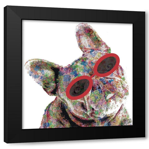 Frenchie Black Modern Wood Framed Art Print with Double Matting by Dicks, Stephanie