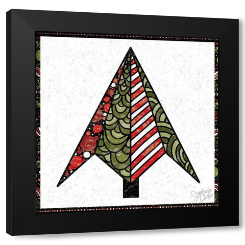 Christmas Tree Black Modern Wood Framed Art Print by Dicks, Stephanie