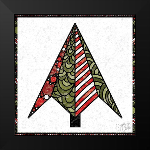 Christmas Tree Black Modern Wood Framed Art Print by Dicks, Stephanie