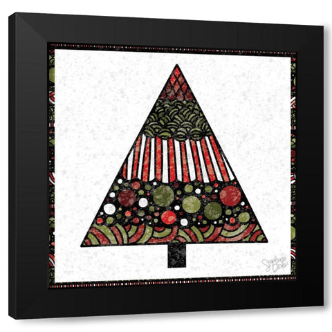 Christmas Tree V Black Modern Wood Framed Art Print with Double Matting by Dicks, Stephanie