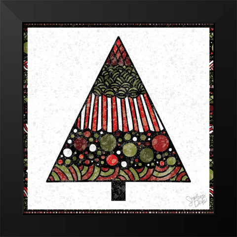 Christmas Tree V Black Modern Wood Framed Art Print by Dicks, Stephanie