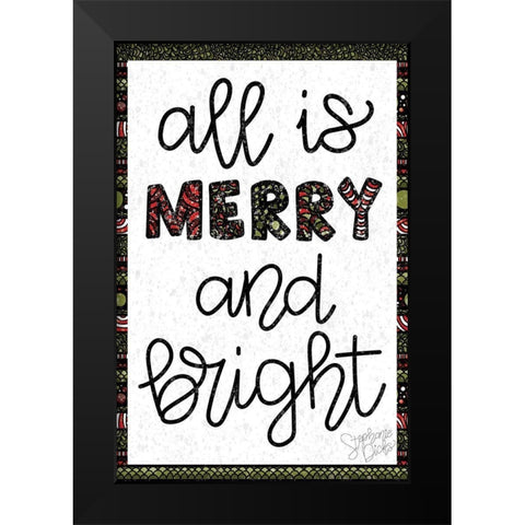 Merry and Bright Black Modern Wood Framed Art Print by Dicks, Stephanie