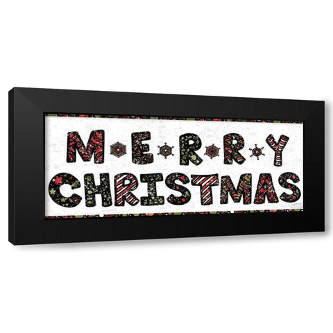 Merry Christmas Black Modern Wood Framed Art Print by Dicks, Stephanie