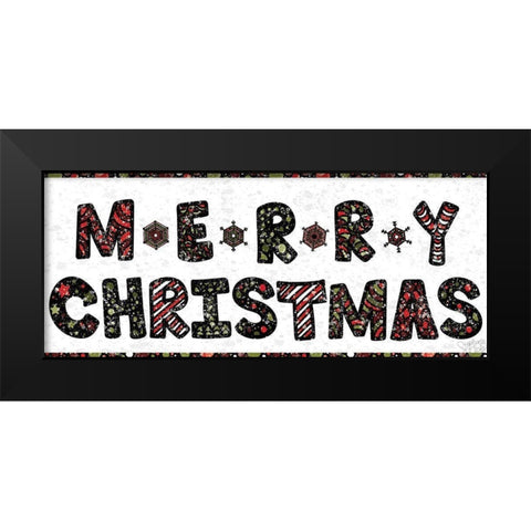 Merry Christmas Black Modern Wood Framed Art Print by Dicks, Stephanie