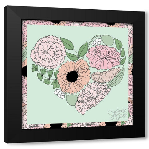 Heart   Black Modern Wood Framed Art Print by Dicks, Stephanie