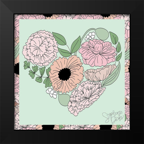 Heart   Black Modern Wood Framed Art Print by Dicks, Stephanie