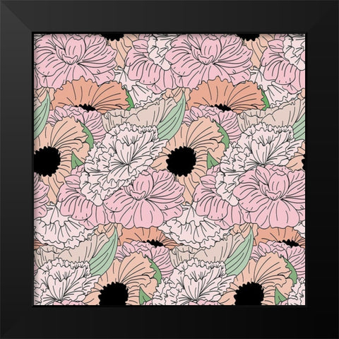 Floral Black Modern Wood Framed Art Print by Dicks, Stephanie