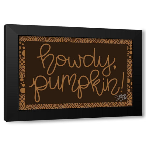 Howdy-Pumpkin Black Modern Wood Framed Art Print with Double Matting by Dicks, Stephanie