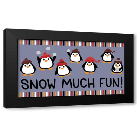 Snow Much Fun! Black Modern Wood Framed Art Print with Double Matting by Dicks, Stephanie