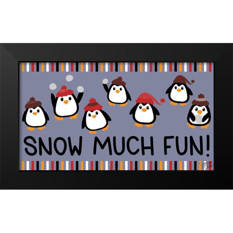 Snow Much Fun! Black Modern Wood Framed Art Print by Dicks, Stephanie