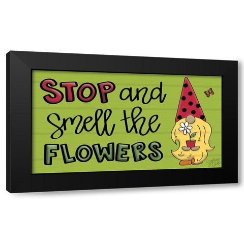 Smell the Flowers Black Modern Wood Framed Art Print with Double Matting by Dicks, Stephanie