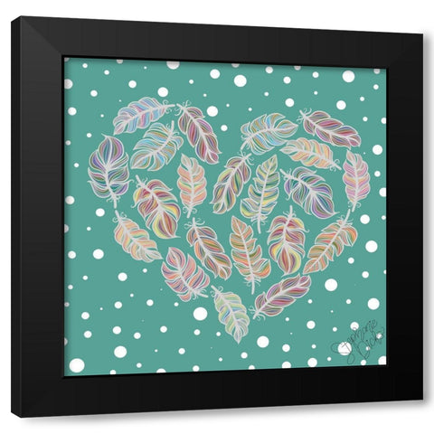 Hearts of a Feather Black Modern Wood Framed Art Print by Dicks, Stephanie